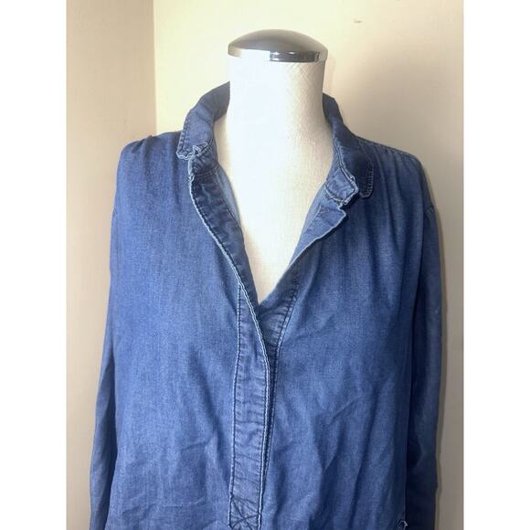 Workshop Women's Shirt Dress Blue Denim Chambray Long Sleeve Pocket Plus Sz 0X - Picture 2 of 10